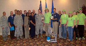 TeamBotz, a local robotics team, thanks the chapter's board of directors for their support at a reception in July.